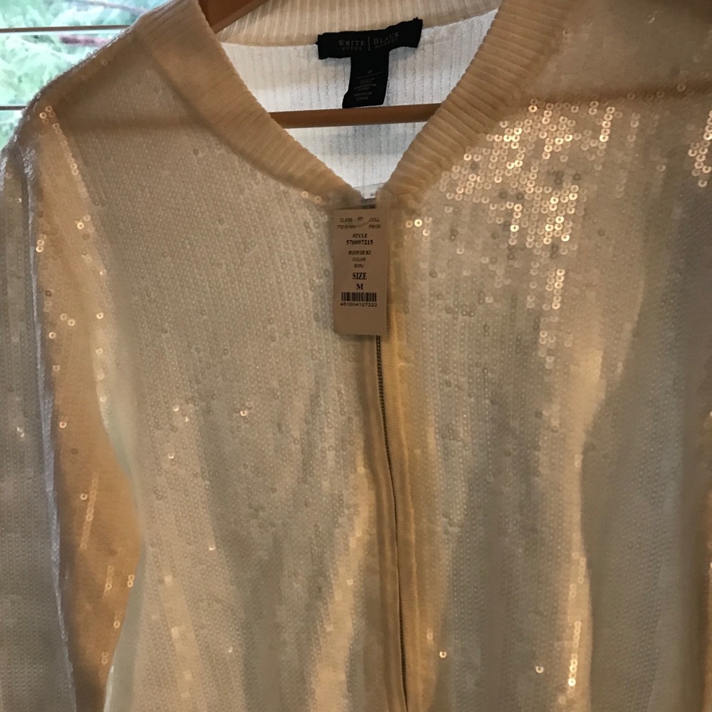 White House black market White sequin jacket m